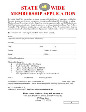 New York Senior Action Council Membership Form
