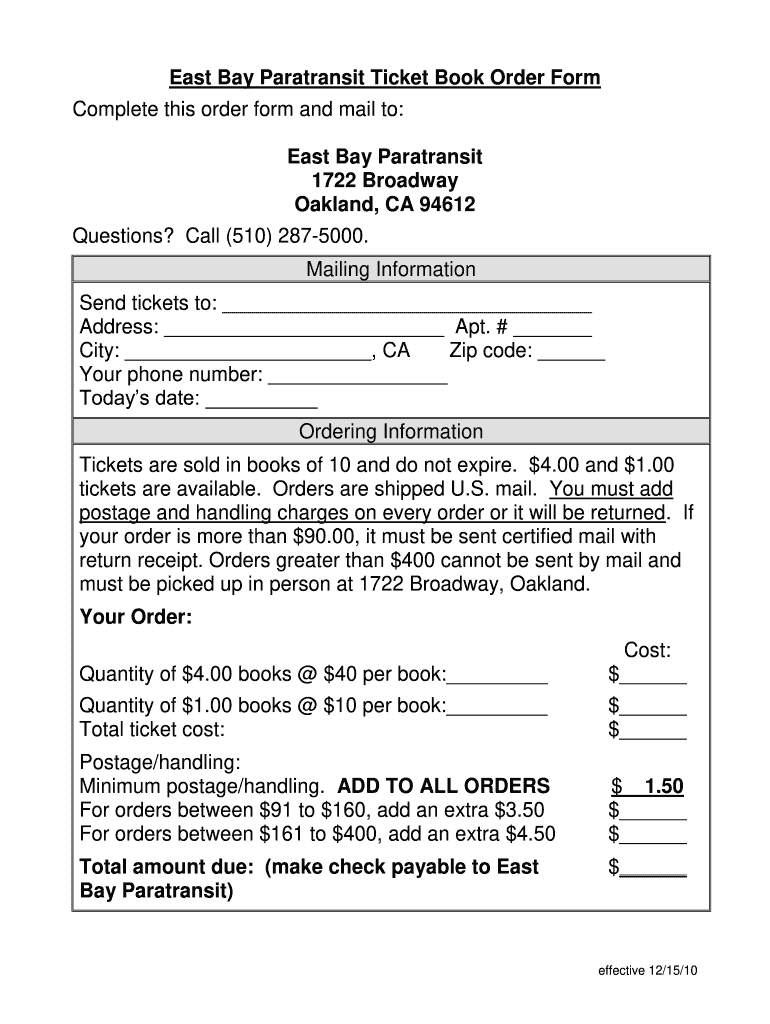 east bay paratransit tickets Preview on Page 1