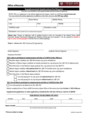 Supplemental Application For Degree