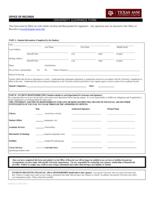 University Clearance Form