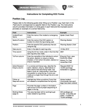 Instructions for Completing EOC Forms Position Log