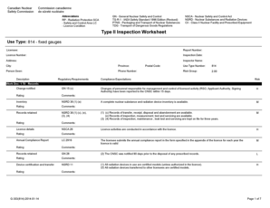 Canadian Nuclear Commission Type II Inspection Worksheet