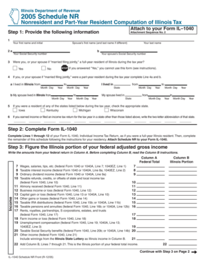 Illinois Schedule NR Nonresident Tax Form