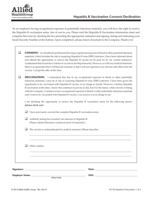 Hepatitis B Vaccination Consent Form