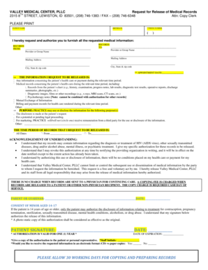 Request for Release of Medical Records