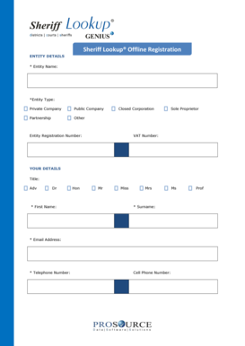 Sheriff Lookup Offline Registration Form
