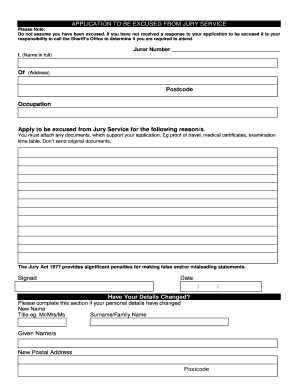 Jury Service Excusal Application