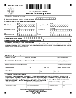 Georgia Penalty Waiver Request Form