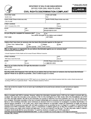 Civil Rights Discrimination Complaint Form