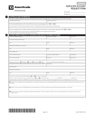 TD Ameritrade Duplicate Account Request Form