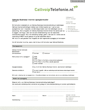 Callvoip Business Internet opzegformulier