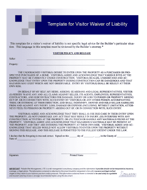Visitor Waiver of Liability Template