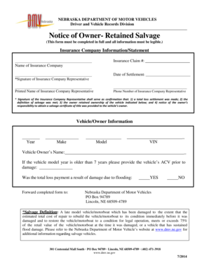 Nebraska Salvage Vehicle Notice
