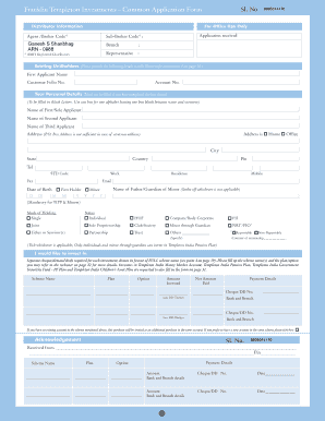 Franklin Templeton Mutual Fund Application Form