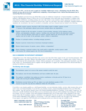 401(k) Plan Financial Hardship Withdrawal Request