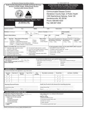 NC Communicable Disease Report Form