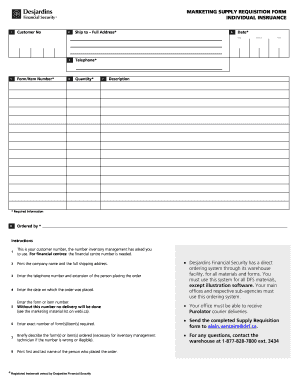 Marketing Supply Requisition Form