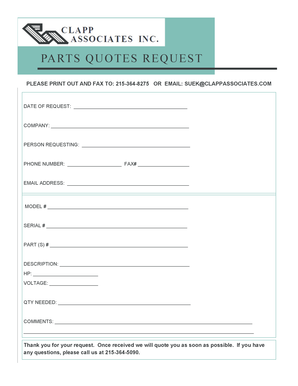 Parts Quotes Request Form