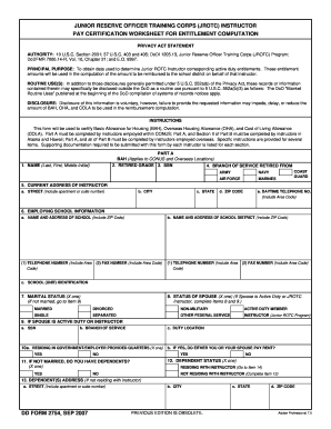 JROTC Instructor Pay Certification Worksheet