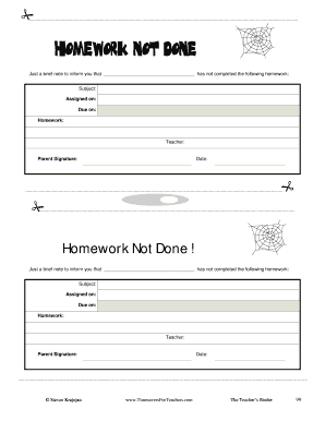 Homework Not Done Notice