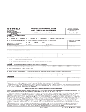 Form TD F 90-22.1 Report of Foreign Bank Accounts