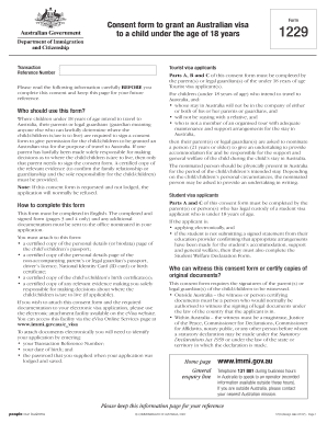 Australian Visa Consent Form for Minors