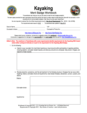 Kayaking Merit Badge Workbook