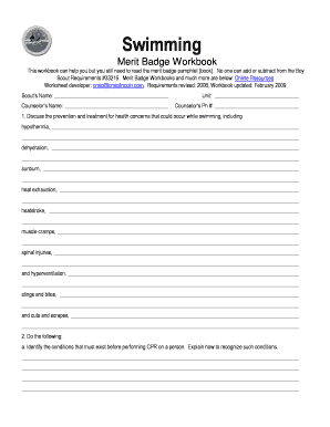 Swimming Merit Badge Workbook