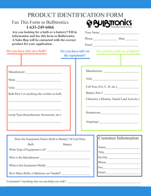 Product Identification Form