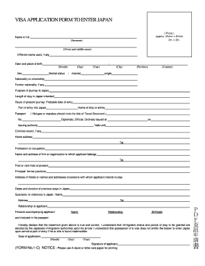 Visa Application Form to Enter Japan