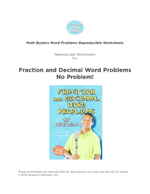 Fraction and Decimal Word Problems Worksheet