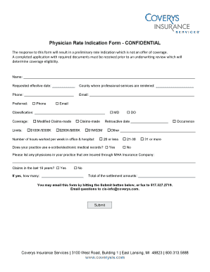Physician Rate Indication Form