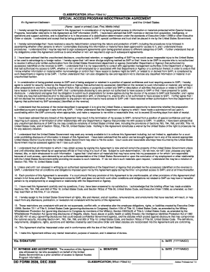 Special Access Program Indoctrination Agreement