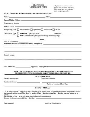 New York State Grievance Form