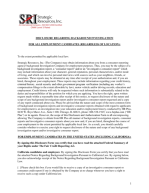 Background Investigation Disclosure and Authorization Form