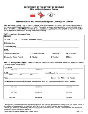 DC Child Protection Register Check Request Form