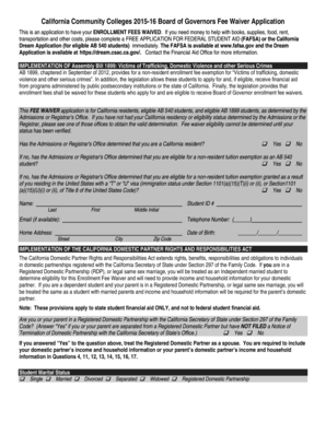 California Community Colleges 2015-16 Board of Governors Fee Waiver Application - ohlone