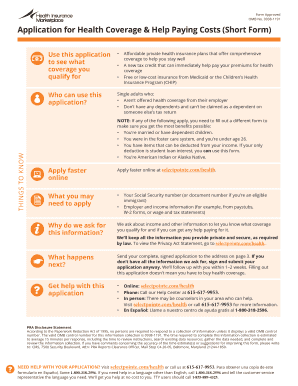 Application for Health Coverage & Help Paying Costs (Short Form)