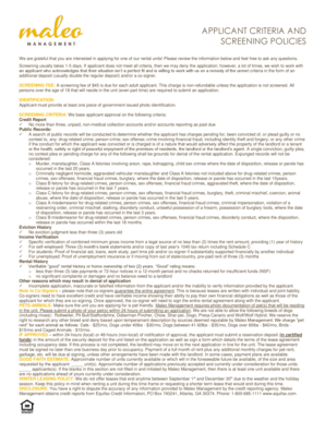 Rental Application and Screening Policy