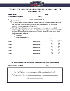 Consent for Treatment of Minor Patient