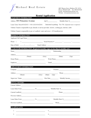 Wisconsin Rental Application Form