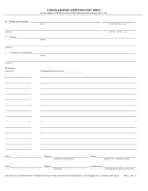 Form R-4 Report Supplementary Sheet
