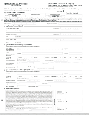 Systematic Transfer Plan (STP) / Systematic Withdrawal Plan (SWP) Form