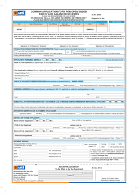 Common Application Form for Mutual Fund Schemes