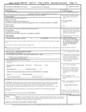 US Bankruptcy Court Proof of Claim Form