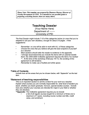 Teaching Dossier Template