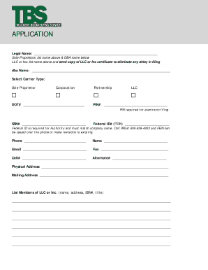 FMCSA Authority Application Form