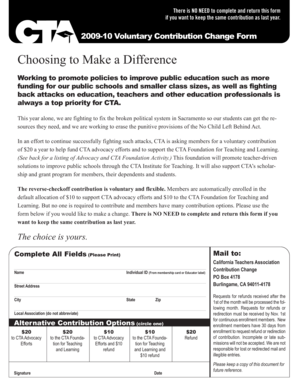 2009-10 Voluntary Contribution Change Form