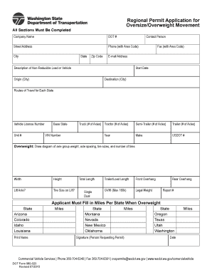 Oversize Overweight Movement Permit Application