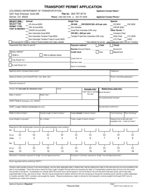 Colorado Transport Permit Application
